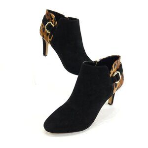 Vince Camuto Leeva Womens Bootie Black Suede Cheetah Print Size 10M